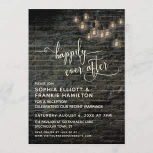 Industrial Brick Edison Lights Happily Ever After Invitation