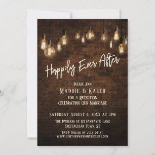 Industrial Brick Edison Lights Happily Ever After Invitation