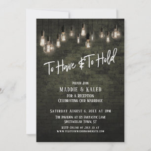 Industrial Brick Edison Lights To Have and To Hold Invitation