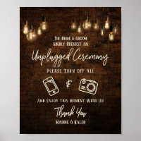 Industrial Brick Edison Lights Unplugged Ceremony Poster