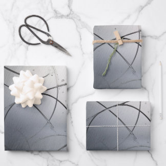 Industrial Brushed Metal Texture with Scratches Wrapping Paper Sheets
