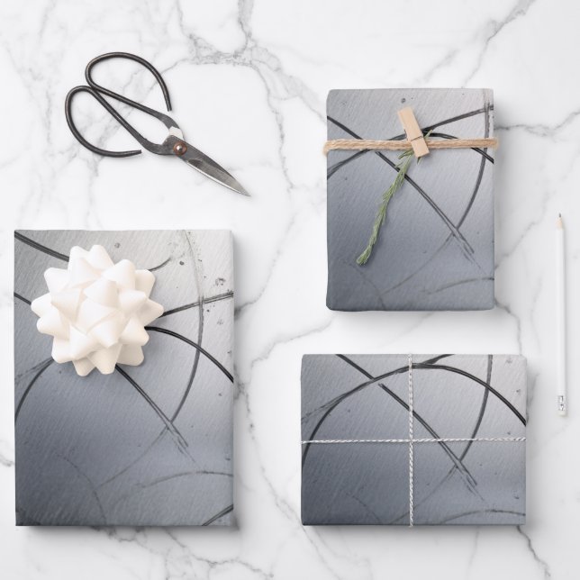 Industrial Brushed Metal Texture with Scratches Wrapping Paper Sheets (Front)