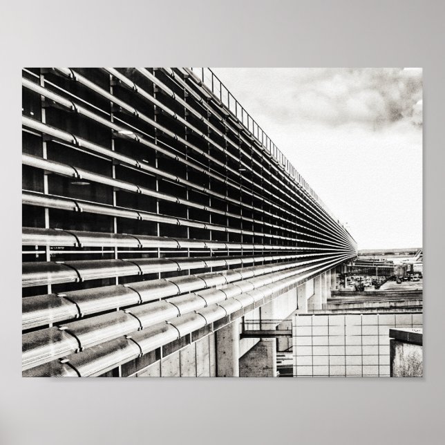 Industrial Building Black and White A4 Poster (Front)