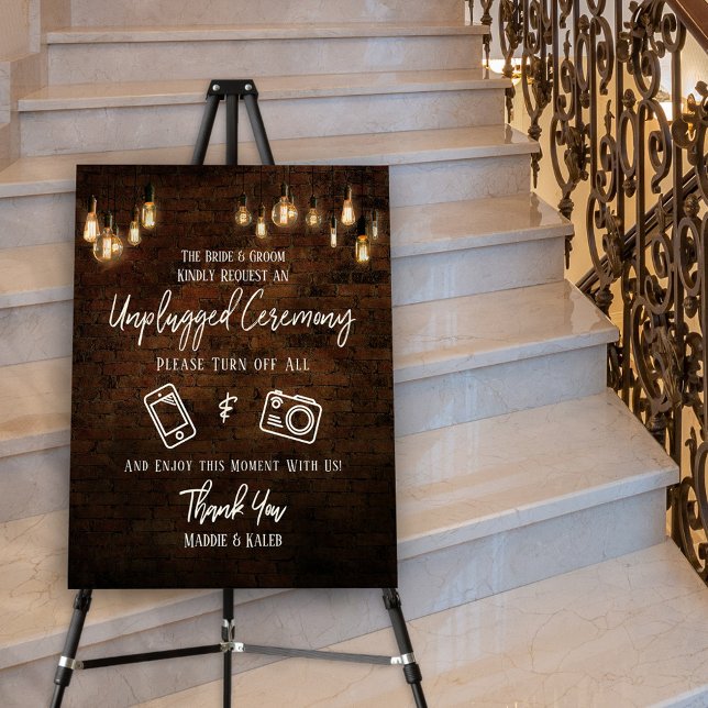 Industrial Chic Brick & Lights Unplugged Ceremony Foam Board (Creator Uploaded)