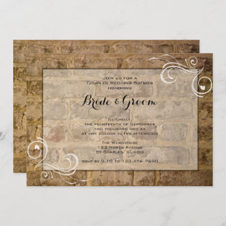 Industrial Chic Brick Swirl Couples Wedding Shower Invitation