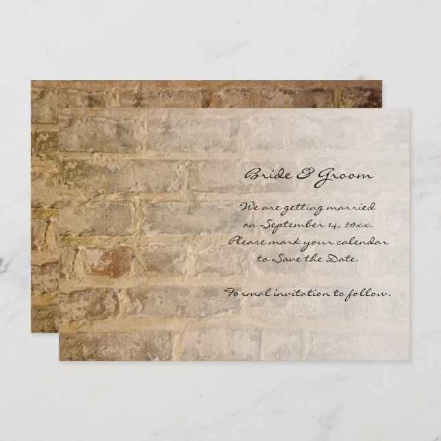 Industrial Chic Bricks Fade Wedding Save the Date Invitation (Front/Back)