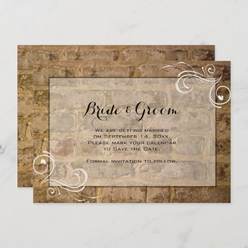 Industrial Chic Bricks Swirl Wedding Save the Date Invitation