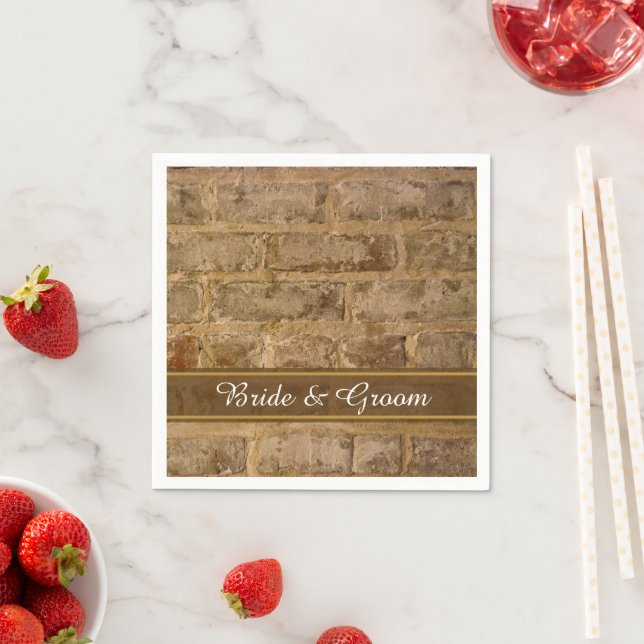 Industrial Chic Bricks Wedding Napkins (Insitu)
