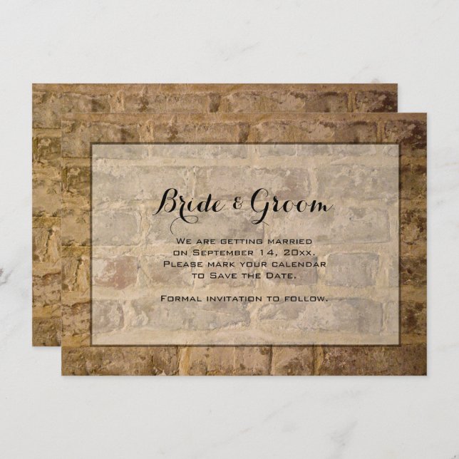 Industrial Chic Bricks Wedding Save the Date Invitation (Front/Back)