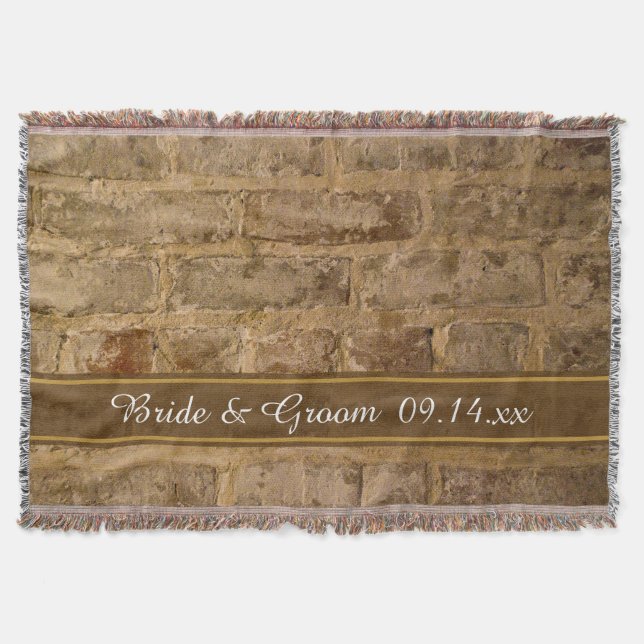 Industrial Chic Bricks Wedding Throw Blanket (Front)