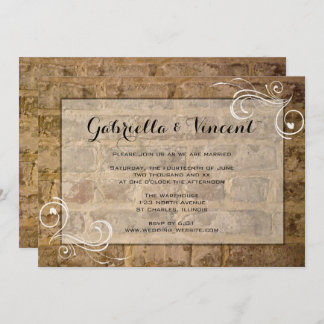 Industrial Chic Bricks with Swirls Wedding Invitation
