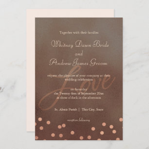 Industrial Chic Bronze Rose Wedding Invitation