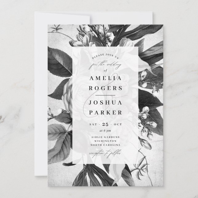 Industrial Chic Elegant Floral Wedding Invitation (Front)
