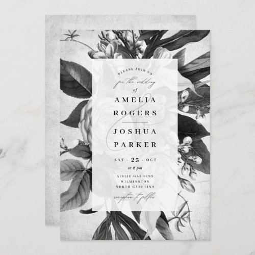 Industrial Chic Elegant Floral Wedding Invitation