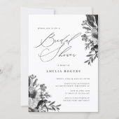 Industrial Chic Floral Calligraphy Bridal Shower Invitation (Front)