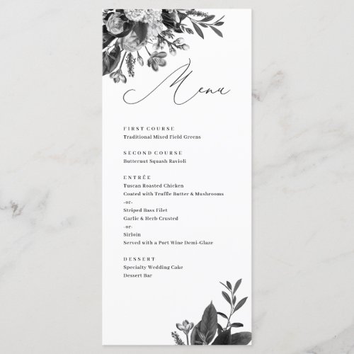 Industrial Chic Floral Wedding Menu