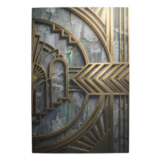 Industrial Chic Grey Concrete Gold Geometric Luxur Metal Print