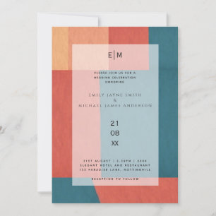 Industrial Chic Tuscan Monogram Abstract Wedding Invitation