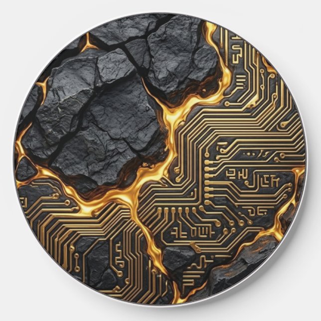 Industrial Circuit Board Lava Stone Wireless Charger (Front)
