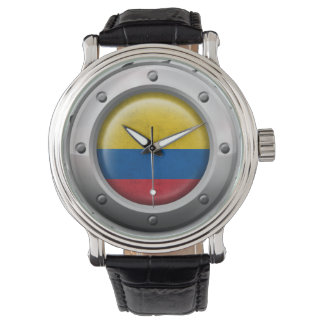 Industrial Colombian Flag with Steel Graphic Watch