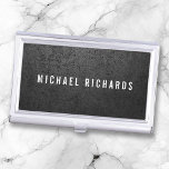 Industrial concrete grunge dark gray masculine business card case<br><div class="desc">A masculine business card holder with your name in white on a printed dark gray concrete background.</div>