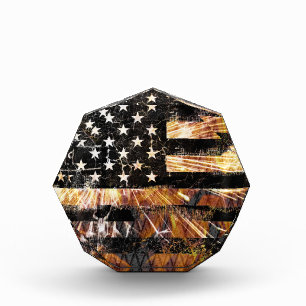Industrial Construction Flag Sparks Acrylic Award