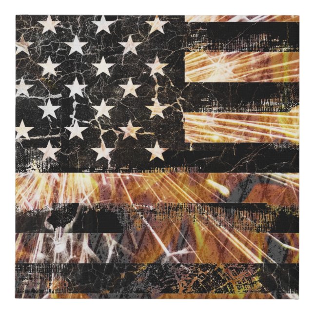 Industrial Construction Flag Sparks Faux Canvas Print (Front)