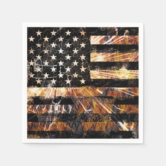 Industrial Construction Flag Sparks Napkins (Front)