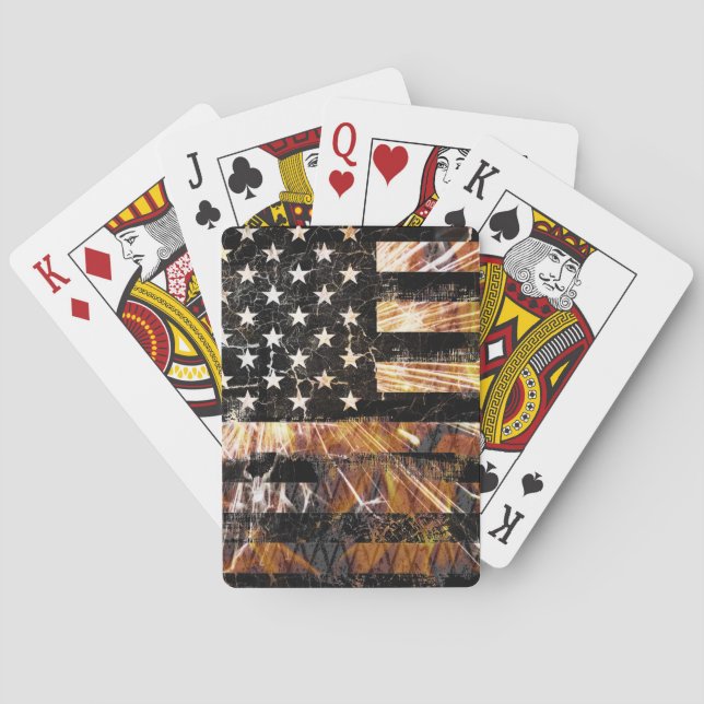 Industrial Construction Flag Sparks Poker Cards (Back)