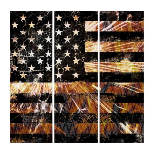 Industrial Construction Flag Sparks Triptych