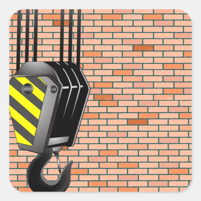 Industrial Crane Hook with Brick Wall Square Sticker (Front)