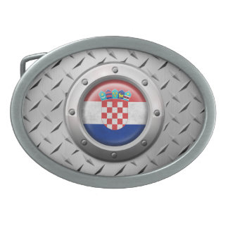 Industrial Croatian Flag with Steel Graphic Belt Buckle