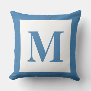 Industrial Decor Monogram Steel Blue Throw Pillow