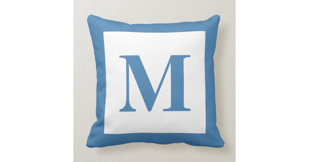 Industrial Decor Monogram Steel Blue Throw Pillow Zazzle Com