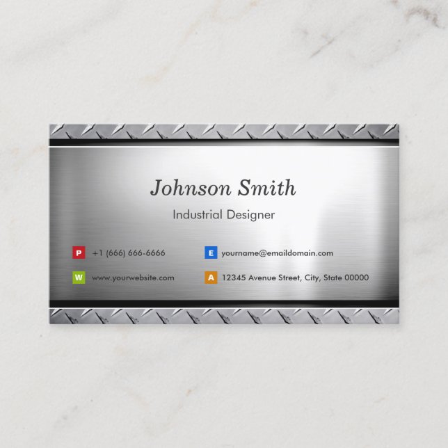 Industrial Designer - Stylish Platinum Look Business Card (Front)