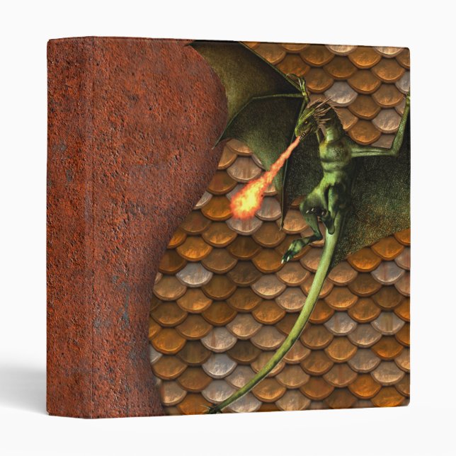 Industrial Dragon Rusted Metal Scales 3 Ring Binder (Front/Spine)
