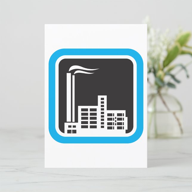 Industrial Factory Icon with Smokestacks Invitation (Creator Uploaded)