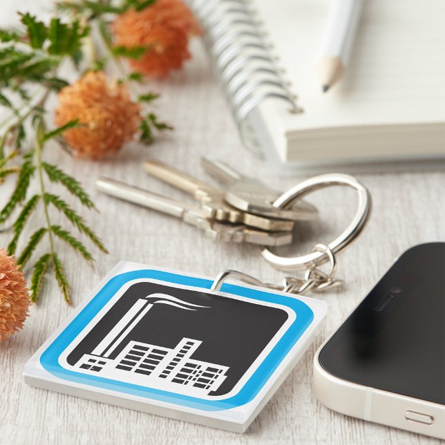 Industrial Factory Icon with Smokestacks Keychain (Creator Uploaded)