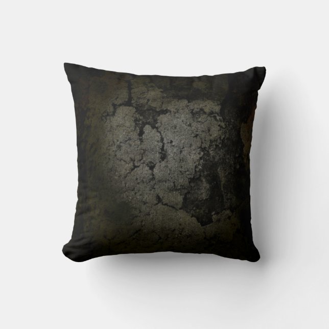 Industrial Faux Stone Dark Grunge Throw Pillow (Front)