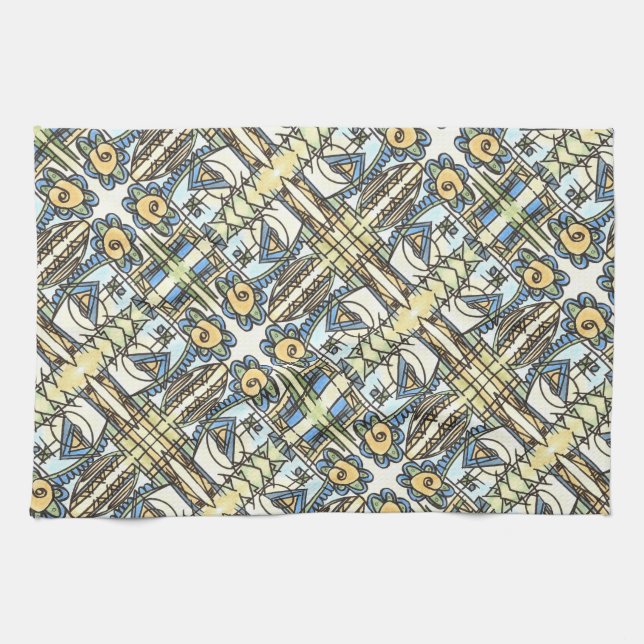 Industrial Flower-Modern Geometric Pattern Kitchen Towel (Horizontal)