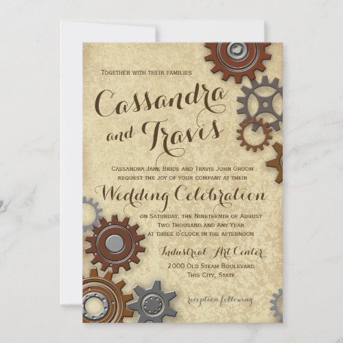 Industrial Gears Rustic Wedding Invitation
