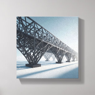 Industrial Geometric Lattice Architecture  Canvas Print