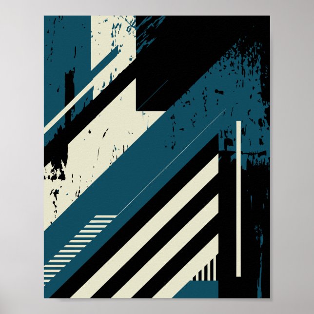 Industrial Geometric Pattern with Grunge Texture Poster (Front)