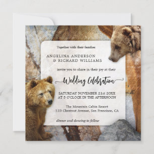 Industrial Granite Bear Wedding Invitation