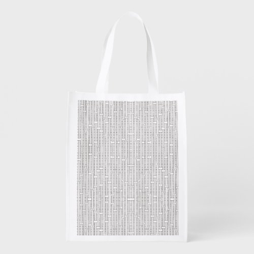 Industrial Grid_Black And White Geometric Pattern Grocery Bag