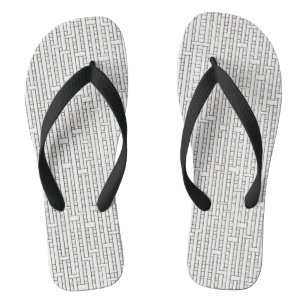 Industrial Grid-Black and White Modern Geometric Flip Flops