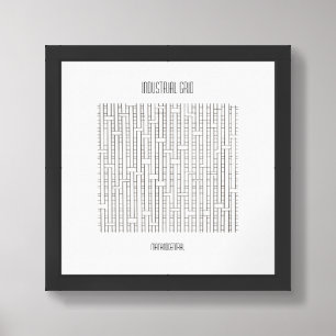 Industrial Grid-Black And White Modern Geometric Framed Art