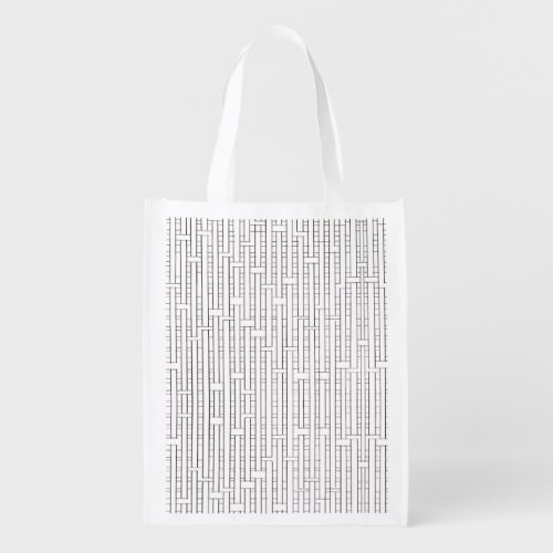 Industrial Grid-Black And White Modern Geometric Grocery Bag