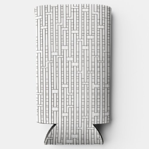 Industrial Grid-Black and White Modern Geometric  Seltzer Can Cooler
