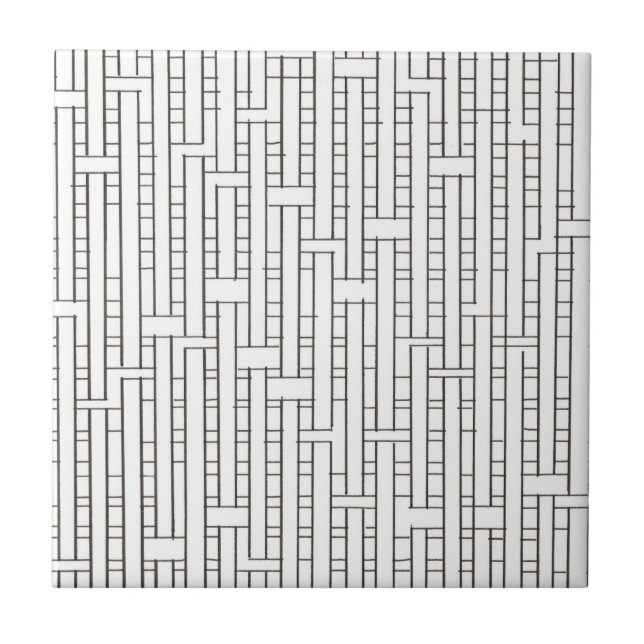 Industrial Grid-Black and White Modern Minimalist Ceramic Tile (Front)